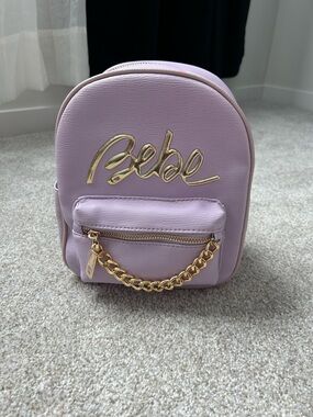 bebe Lavender Gianna Mini Backpack with Gold Hardware